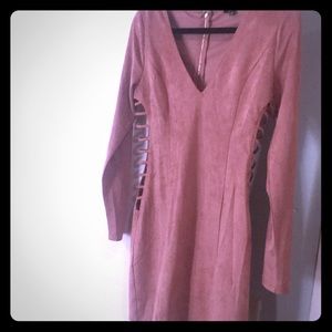Never been worn Blush Pink Suede side cutout dress